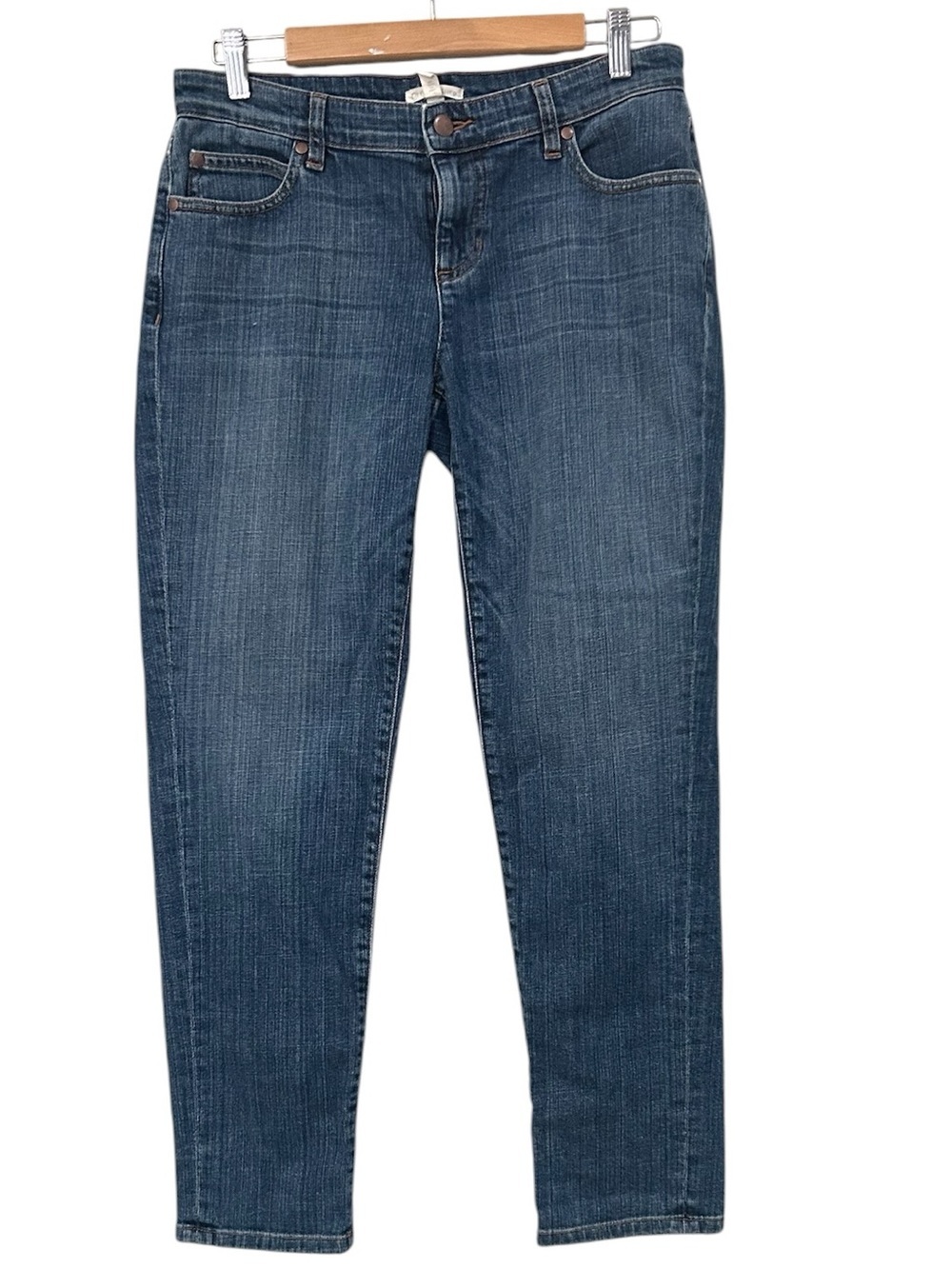 Eileen Fisher Organic Cotton Stretch Jeans Mid-rise Tailored Straight Leg Sz 2